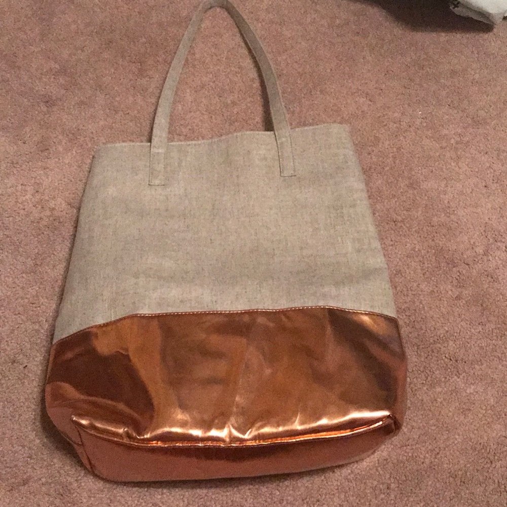 Woven + Gold Metallic Tote Bag